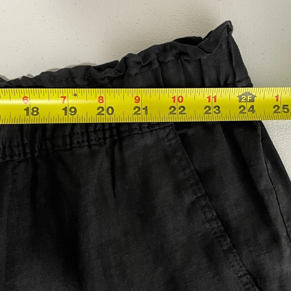 H&M Black‎ 100% Linen Wide Leg Crop Pants Size 4XL Pull On Lagenlook Minimalist